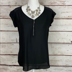 My Michelle Black Lace Back Top M